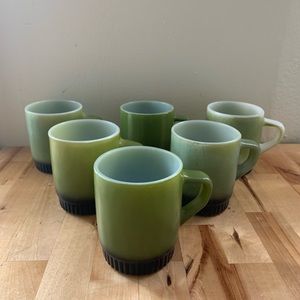 ANCHOR HOCKING FIRE-KING WARE - 6-ct Two Toned Stackable Mugs
